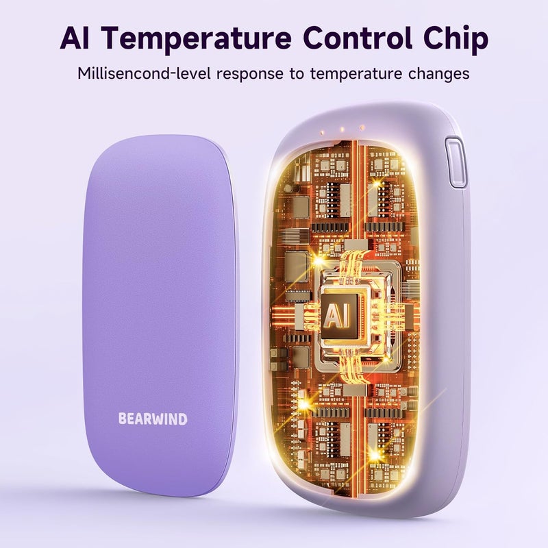 Bearwind Electric Hand Warmers Rechargeable - 2 Pack Magnetic Pocket Heater Handwarmers with AI Chips, Portable Hunting Gear, Reusable Winter Essentials, Gift Ideas for Men, Women, Outdoor - Image 2